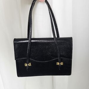 Vintage Gherardini Firenze Top Handle Handbag Black Leather